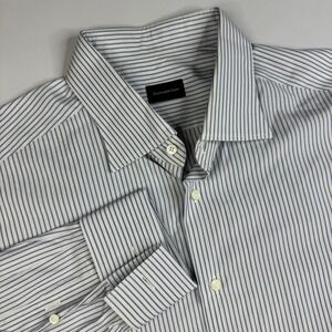 Ermenegildo Zegna Dress Shirt French Cuff Mens 46/18 Blue White Striped